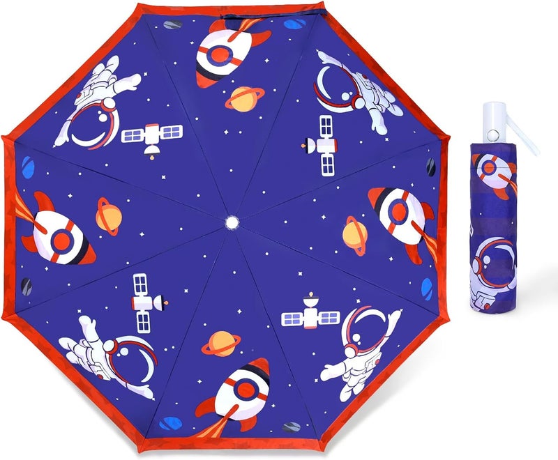 Decalsweet Kids Folding Umbrella Auto Open/Close Anti-rebound Safe Design UV Resistant Automatic Children Travel Umbrellas 8 Rib Reinforced Canopy 360° Reflective Strip Lightweight Cute Umbrella for Girls & Boys - Image 1